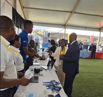 Muyombano Happy Axel, exhibiting the AI bird Repeller to the Vice Chancellors