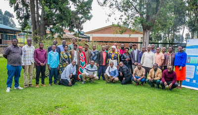 The researchers and farmers take a group photo after a training on Friday