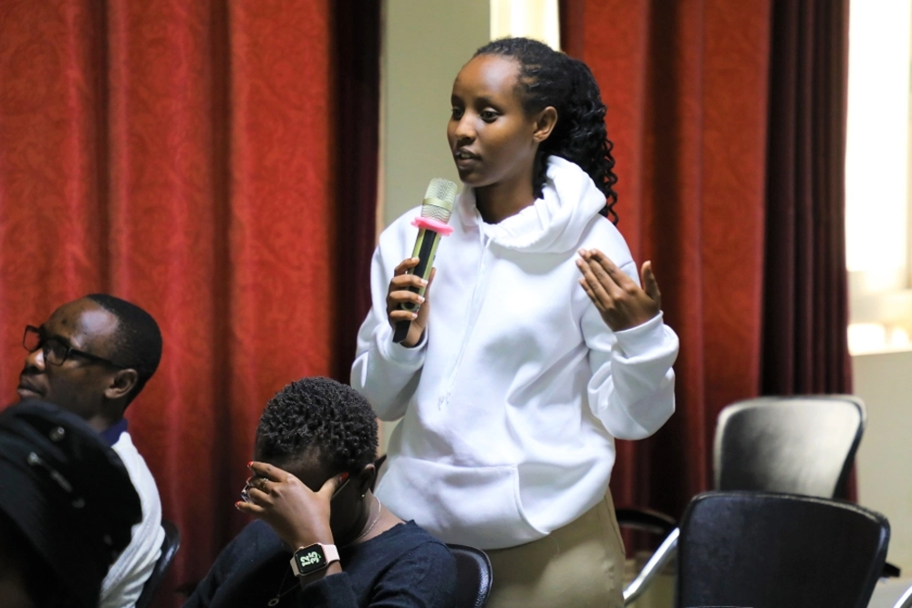 A participant asks some clarifications during the launch of the Centre